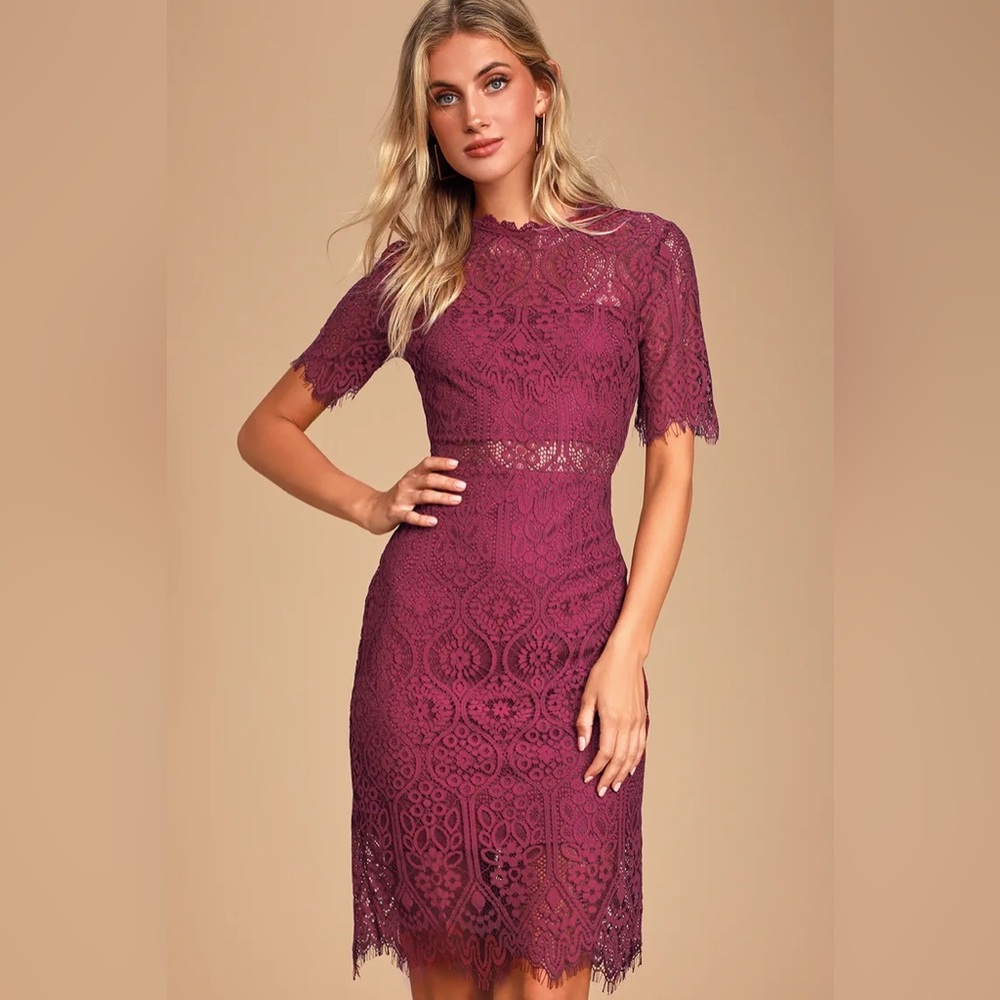 Lulu's Burgundy Lace Dress